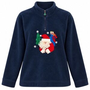 Holiday Grandmacore Santa Fleece Quarter Zip Girls XL 16/18 Ugly Sweater Festive